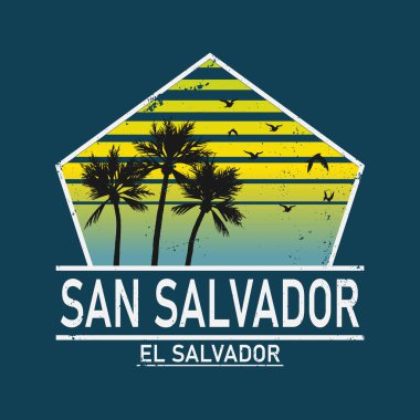 San Salvador el Salvador 'a hoş geldiniz. Renkli gökkuşağı rengi ve tipografik simge tasarımı ile harf tasarımı.