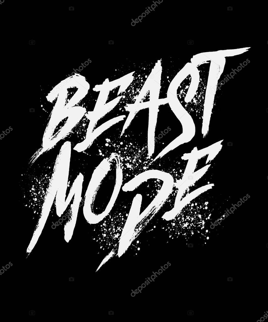 Beast mode word hand lettering. brush style letters on isolated background. Vector text illustration t shirt design, print, poster, icon, web, graphic designs.