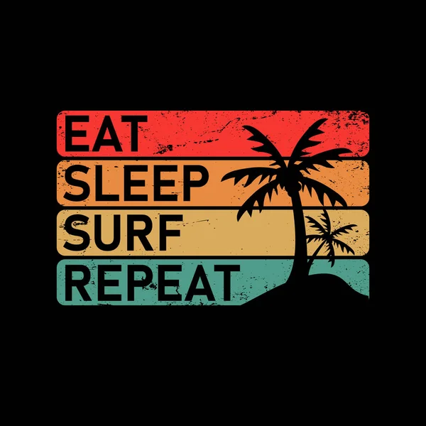 Їжте сон пляж повторювати дизайн типографії Вектор з ілюстрацією пальми дерева, готовий до друку на футболці — стоковий вектор