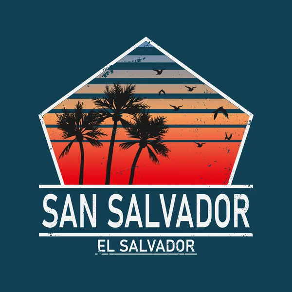 Welkom bij San Salvador el salvador kaart en brief ontwerp in kleurrijke regenboog kleur en typografische pictogram ontwerp — Stockvector