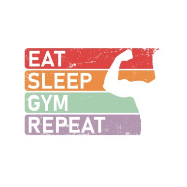 Uyku jimnastiği tişörtü ve poster tasarımı şablonu ye. Vücut geliştirme, atlet ve grunge için spor tişörtü. Motivasyon alıntısıyla.