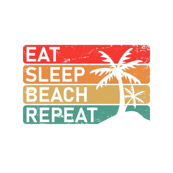 Comer sueño playa repetición tipografía diseño vector con palmeras árbol ilustración, listo para imprimir en camiseta — Vector de stock