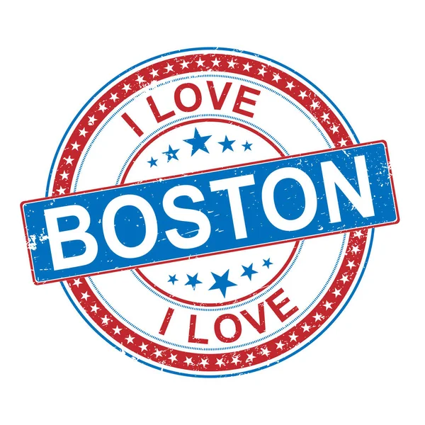 Grunge kleurstempel met tekst I Love Boston binnen, vector illustratie — Stockvector