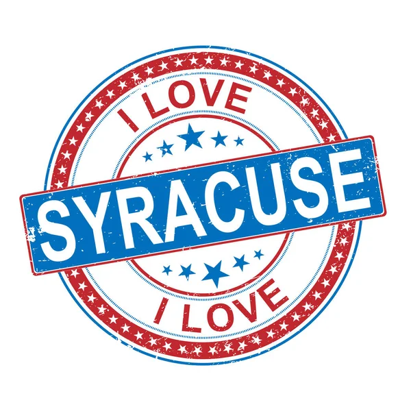 고무도장 i Love Syracuse, vector illustration on white — 스톡 벡터