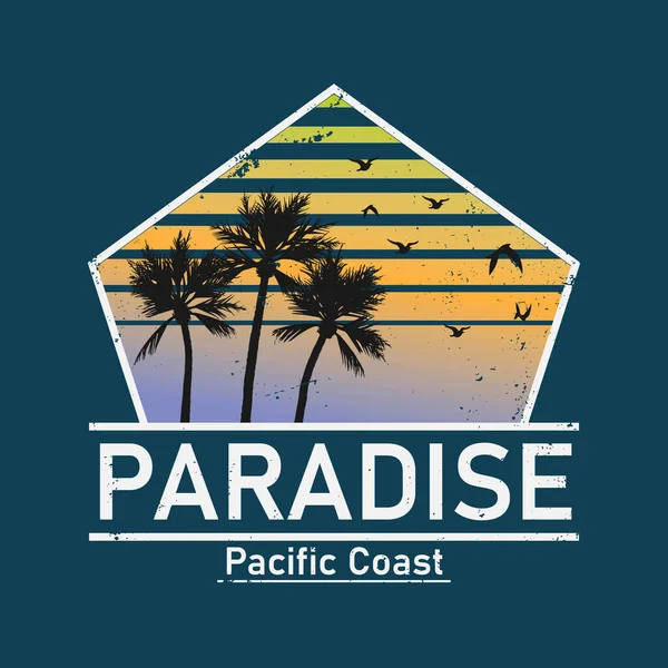 California miami paraíso verano camiseta diseño gráfico — Vector de stock