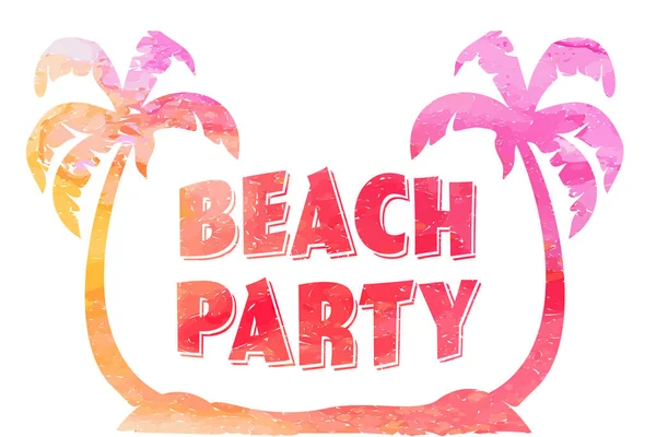 Cartel de fiesta en la playa con palmera - Ilustración vectorial — Vector de stock