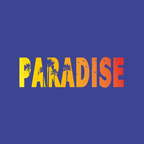 Paradise Tee Print Design mit Palmblatt — Stockvektor