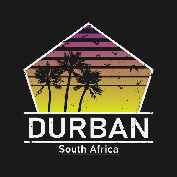 Welcome to Durban. Vector Label. south africa t-shirt — Stock Vector