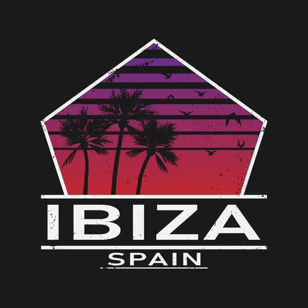 Ibiza Espana - Ibiza Spagna text, beach concept vector icon, emblem design. — Vettoriale Stock