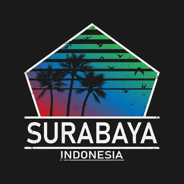 Surabaya όμορφη πόλη στον κόσμο. Εικονογράφηση διανύσματος — Διανυσματικό Αρχείο