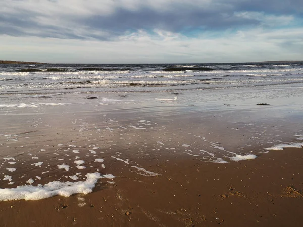 Piękna Piaszczysta Plaża Zimą Tylosand Szwecja — Zdjęcie stockowe