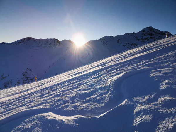 Сніговий Покрив Гори Serfaus Fiss Ladis Австрія Європа — стокове фото