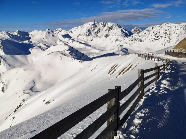Schneebedeckte Berggipfel Serfaus Fiss Ladis Österreich Europa — Stockfoto