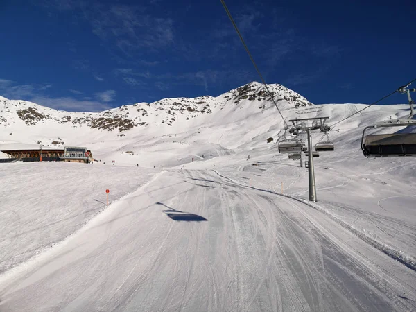 Färsk Preparerad Skidbacke Serfaus Fiss Ladis — Stockfoto