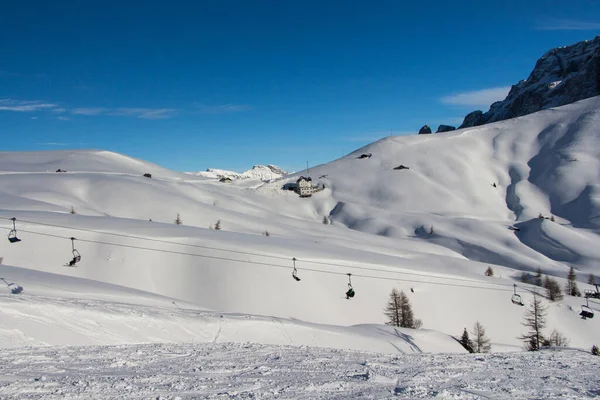 Lyžařské Sjezdovky Krásná Zimní Krajina Alpách Serfaus Fiss Ladis Tyrolsko — Stock fotografie