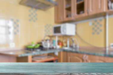 Mavi mutfak masa üstü