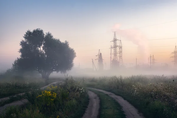 Industrial and nature in dusk — Stock Photo, Image