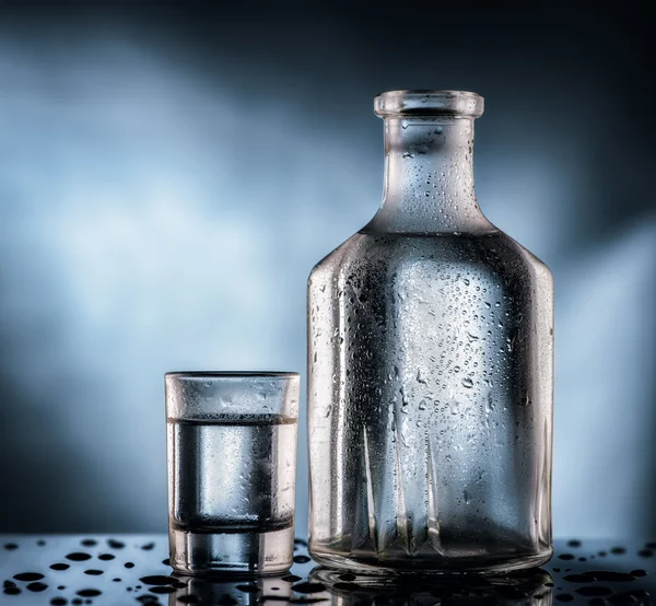 Üveg vodka és üveg — Stock Fotó
