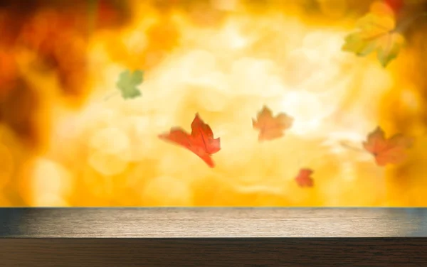 Table top with autumn background — Stock Photo, Image