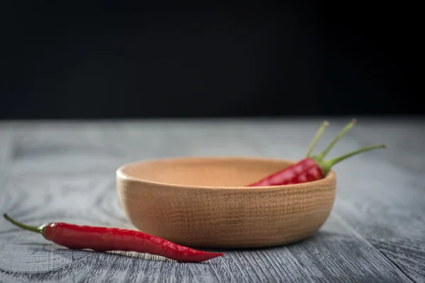 Chili peppers on table