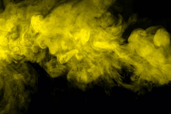 Yellow Cloud Smoke Black Background — Stock Photo, Image