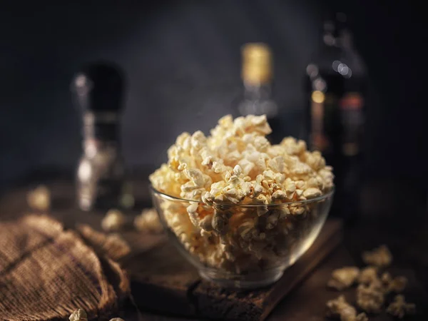 Homemade Popcorn Glass Bowl — Stock Photo, Image