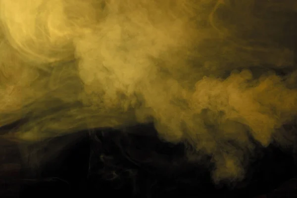 Textura Fumaça Amarela Fundo Preto — Fotografia de Stock