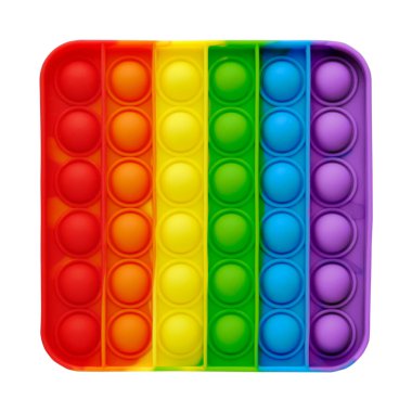 beyaz arkaplanda gökkuşağı renkli popit oyuncağı