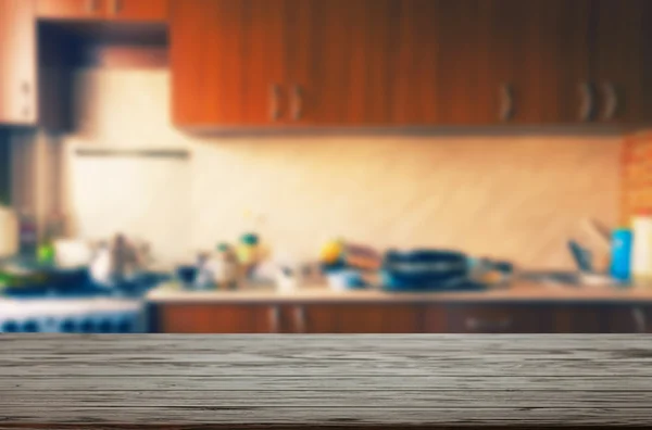 Fondo de cocina con mesa — Foto de Stock