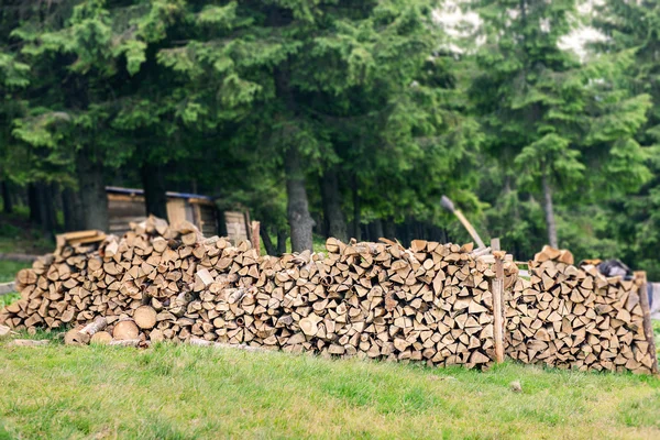 Σκηνή του woodpile στο κατώφλι — Φωτογραφία Αρχείου