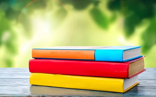 Colorful books on table — Stock Photo, Image