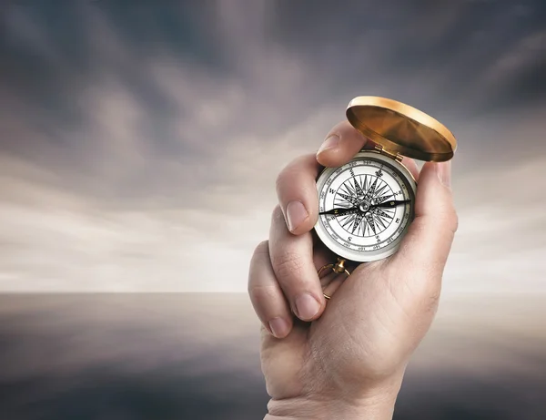 Hand Holding Compass — Stock Photo, Image