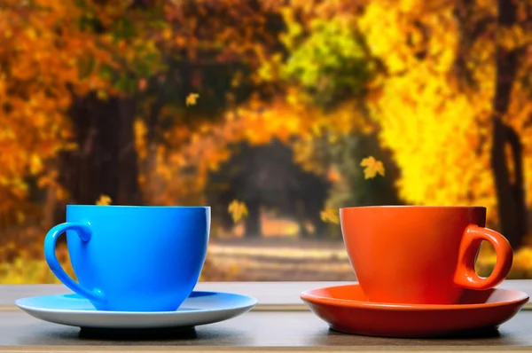 Cups in the autumn park — Stock Photo, Image