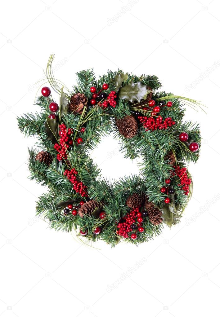Christmas Wreath on white