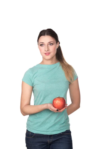 Chica sosteniendo una manzana —  Fotos de Stock