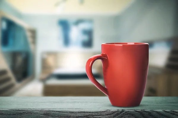 Copo vermelho com bebida quente — Fotografia de Stock