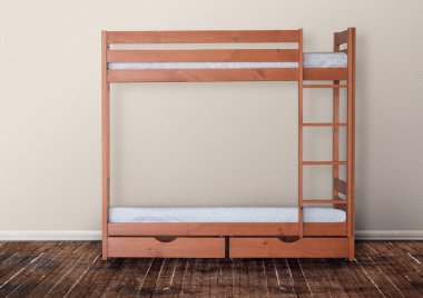 bunk bed in empty room clipart