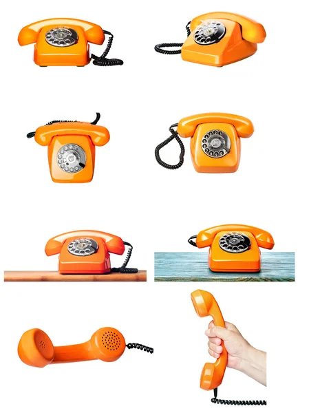 Conjunto de telefone laranja vintage — Fotografia de Stock