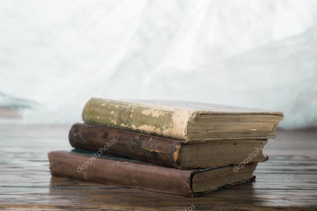 Old books on table