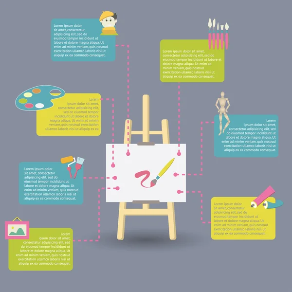 Infografía de materiales de arte para la pintura — Vector de stock