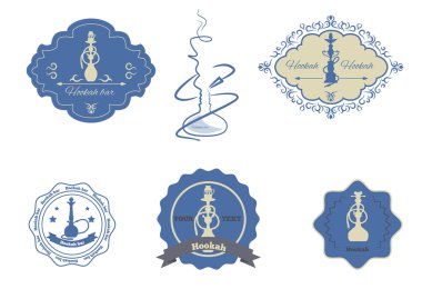 hookah emblems set isolated vector illustration clipart