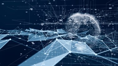 5G ve AI teknolojisi, küresel iletişim ağı konsepti. İş grafiği. Küresel. Görüntü.