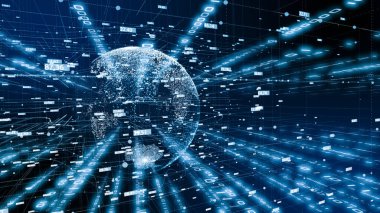 5G ve AI teknolojisi, küresel iletişim ağı konsepti. İş grafiği. Küresel. Görüntü.