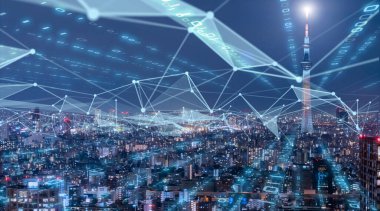 5G ve AI teknolojisi, küresel iletişim ağı konsepti. İş grafiği. Küresel. Görüntü.