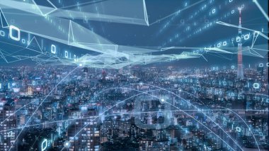 5G ve AI teknolojisi, küresel iletişim ağı konsepti. İş grafiği. Küresel. Görüntü.