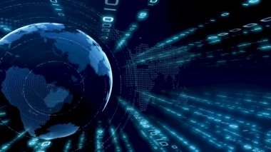 5G ve AI teknolojisi, küresel iletişim ağı konsepti. 3B Görüntü.