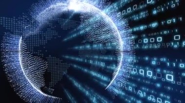 5G ve AI teknolojisi, küresel iletişim ağı konsepti. 3B Görüntü.