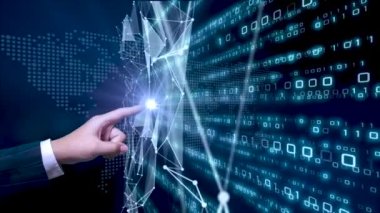 5G ve AI teknolojisi, küresel iletişim ağı konsepti. 3B Görüntü.