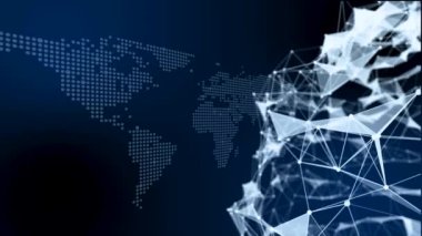 5G ve AI teknolojisi, küresel iletişim ağı konsepti. 3B Görüntü.