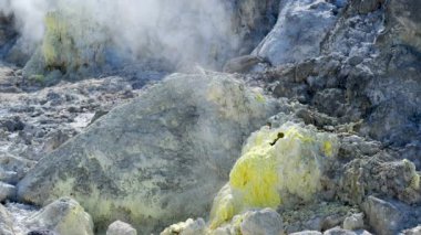 Mineral hot water in Hot Springs. Hot Spring on the top of mountain. Hot Spring water boiling.